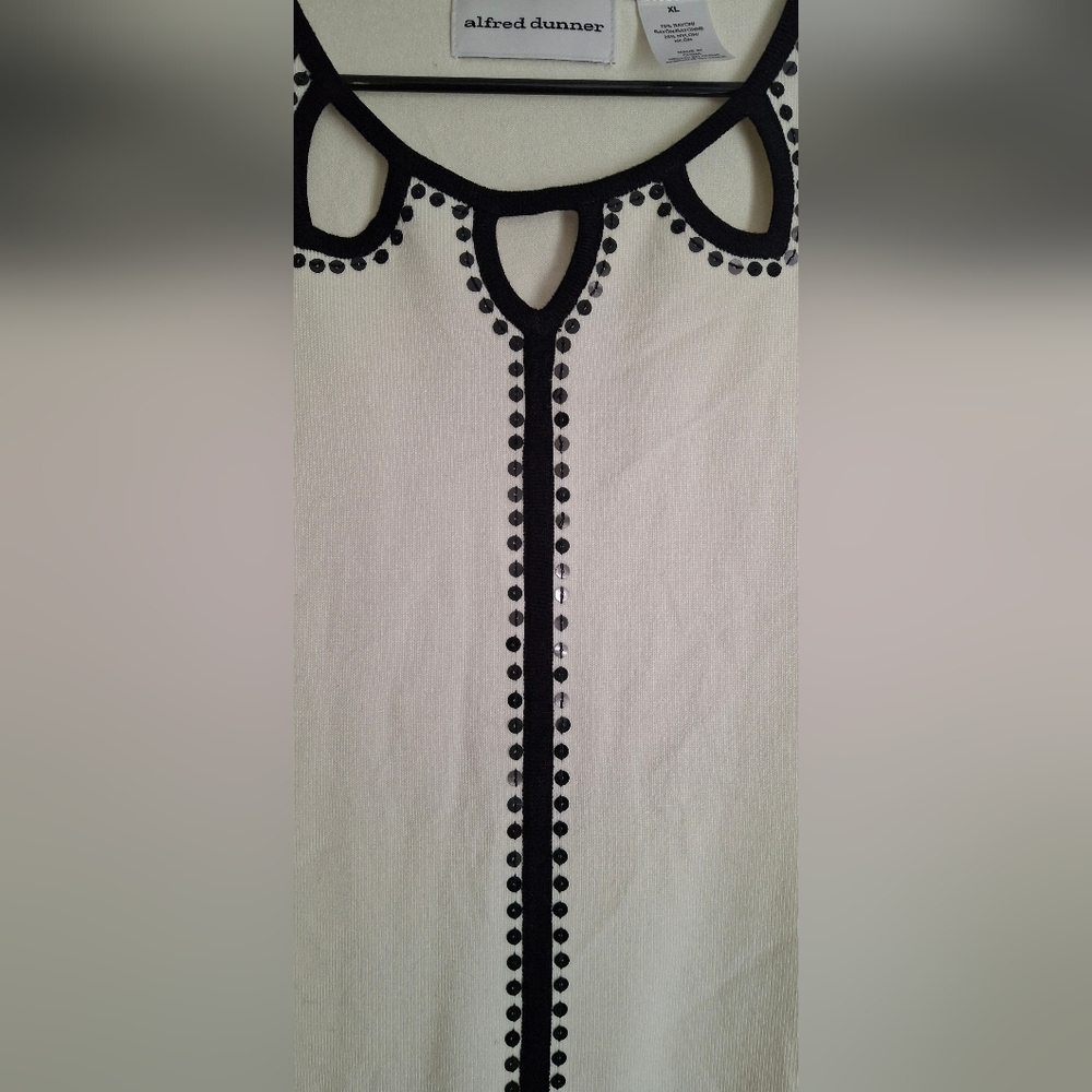 Alfred Dunner White Top with Black Trim Rayon/ Nylos XL Formal Party Church - Picture 7 of 10